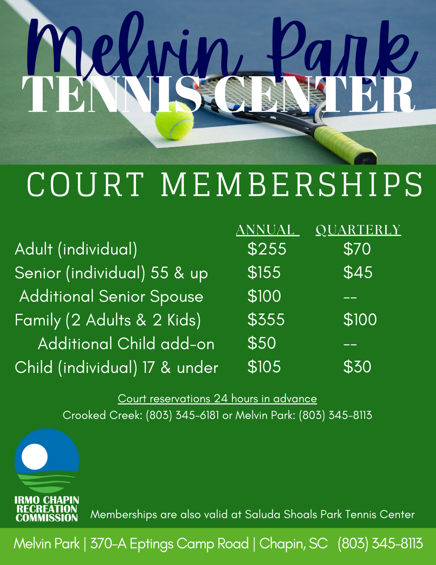 Melvin Park Membership Options